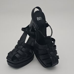 BP. Amaya Fisherman Platform Sandal Black Strappy Platform Heels